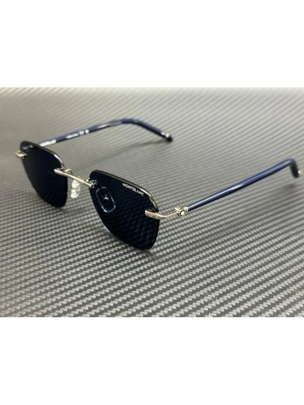 New Montblanc Men Silver Blue Sunglasses 51-21-145